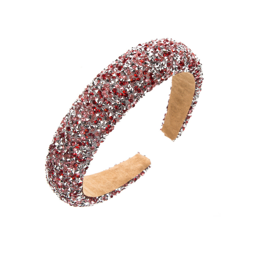 Wholesale New fashion hair pressure non-slip pure handmade sponge wide edge inlaid small rhinestone increased cranial top hair accessories women's headband